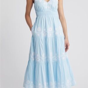 Lilly Pulitzer Sky Blue Embroidered Maxi Dress- new with tags